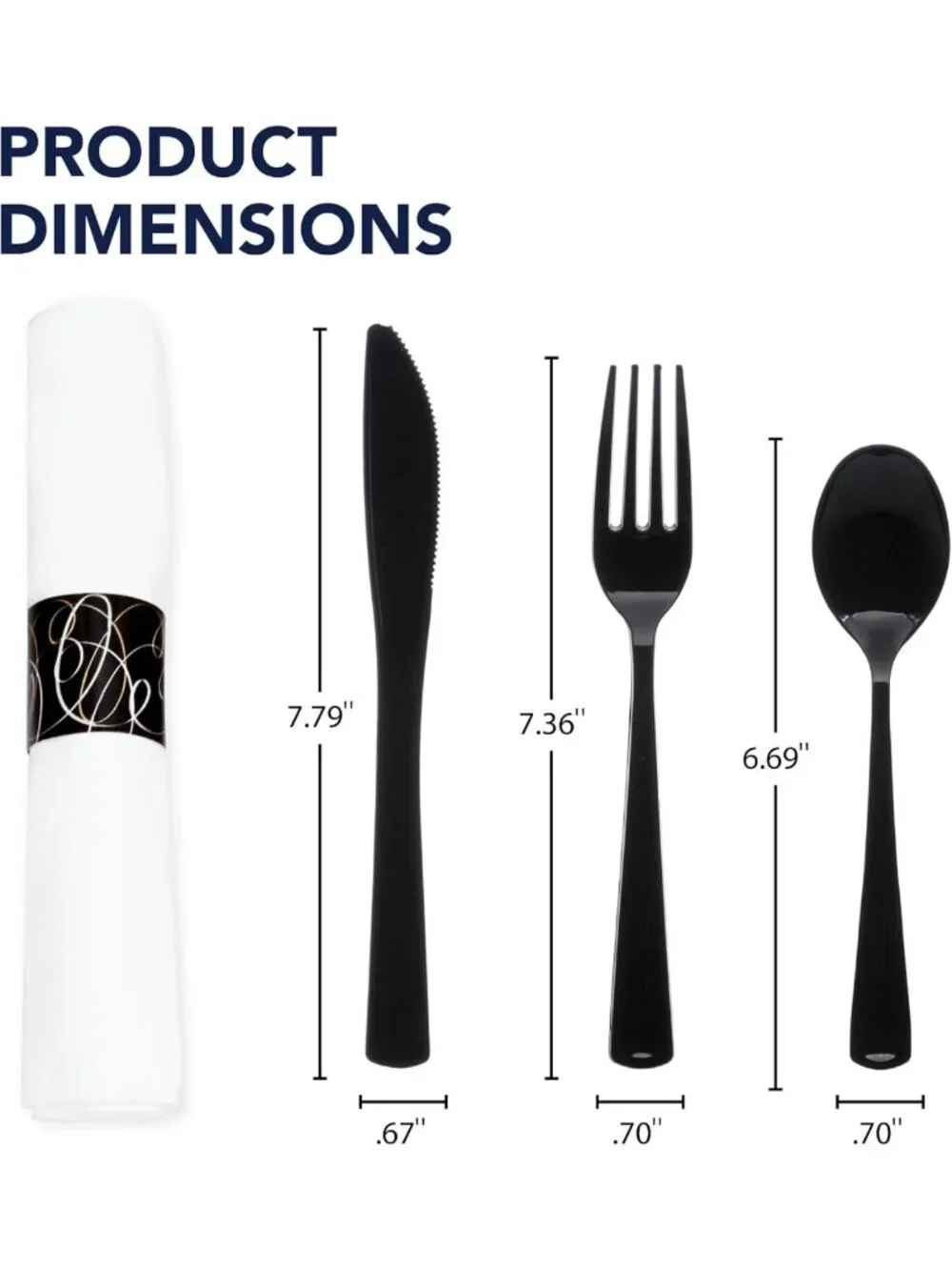 Heavy Duty Plastic Cutlery Set - 100 Disposable Forks, Knives, Spoons & Napkins